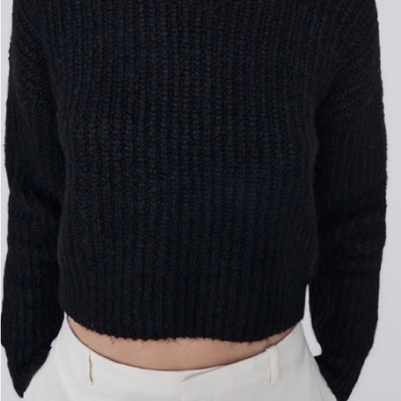 🔖 S ZARA Knit Sweater Chain Collar Black Crop Sweater - Picture 5 of 11